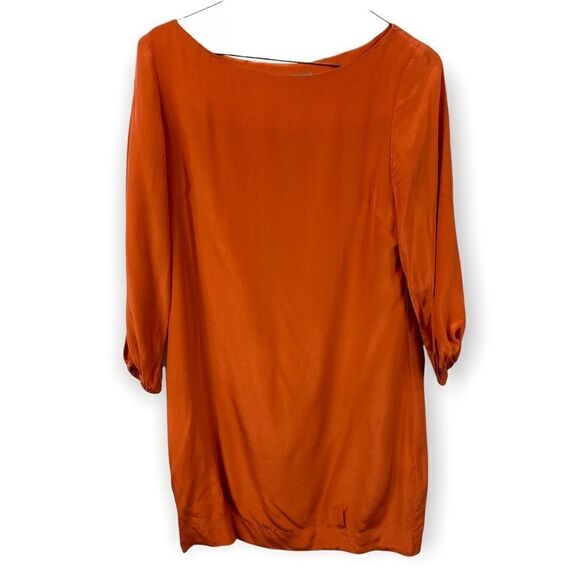 Amour Vert silk orange 1/2 sleeve dress - Picture 1 of 7